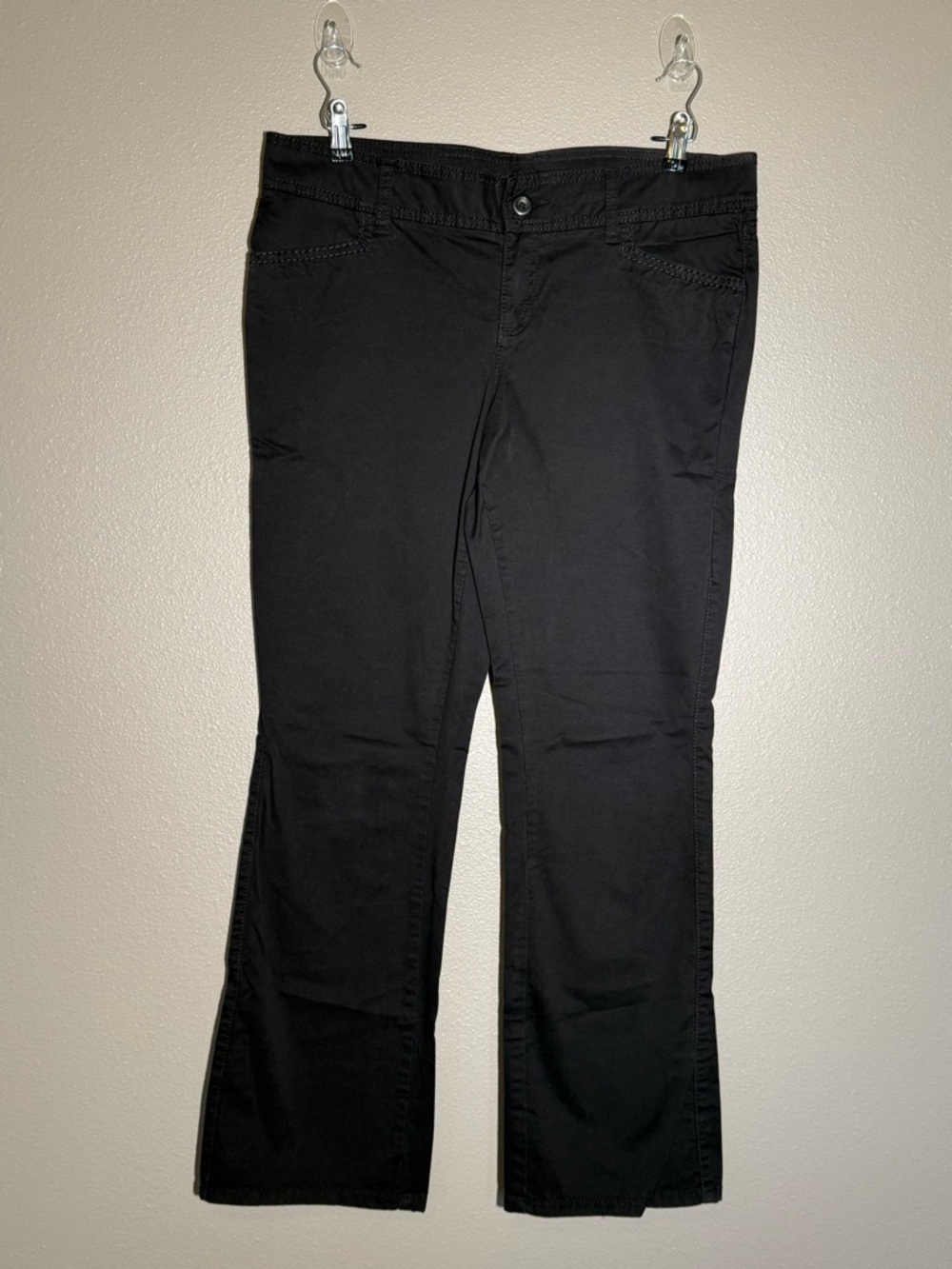 Maurices Black Mid-Rise Pants with Pink Trim